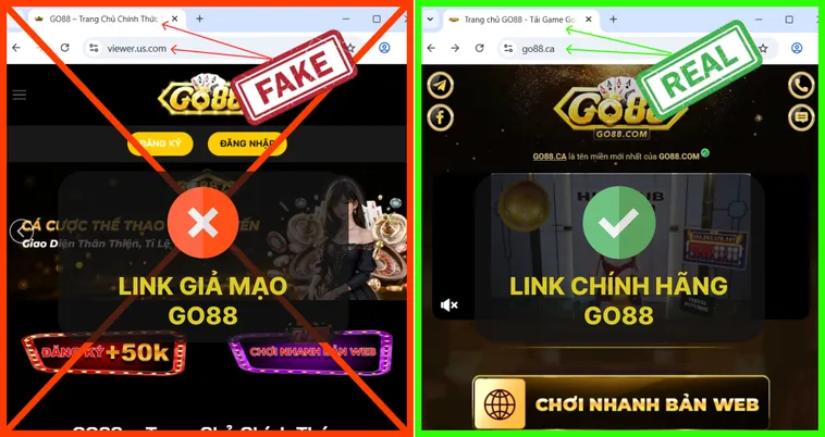 Website Go88 Chính Hãng Nhận Biết Ra Sao Để Không Mất Tiền Oan 3 Đường dẫn nội bộ của Go88.com thật dẫn thẳng tới các trang chuẩn, còn link trên trang giả Go88.com có thể trỏ sang tên miền khác.